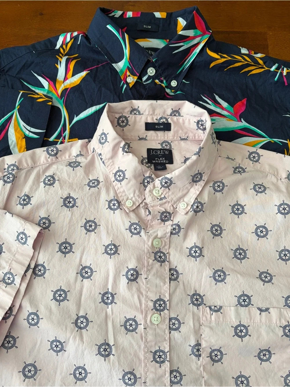 J. Crew Flex Washed Cotton Floral Coastal Short Sleeve Slim Button Up Shirt Lot